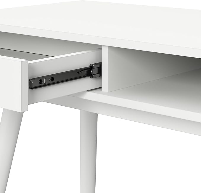 Furniture Nora 40W Writing Desk in Pure White | Computer Table for Home Office Workspace or Entryway