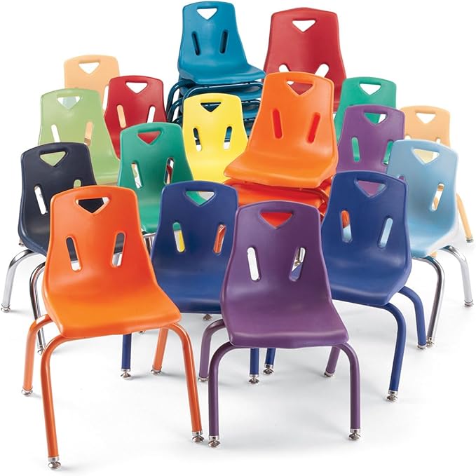 Jonti-Craft Berries 8148JC1007 Stacking Chair with Chrome-Plated Legs, 18" Height, Yellow