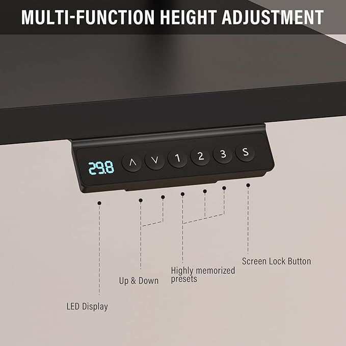 48x30 Inch Electric Standing Desk with Drawers & Widen Desktop, Thickened Desk Frame, Adjustable Height Sit Stand Up Table, Home Office Computer Desk with Cable Management, Classical Black