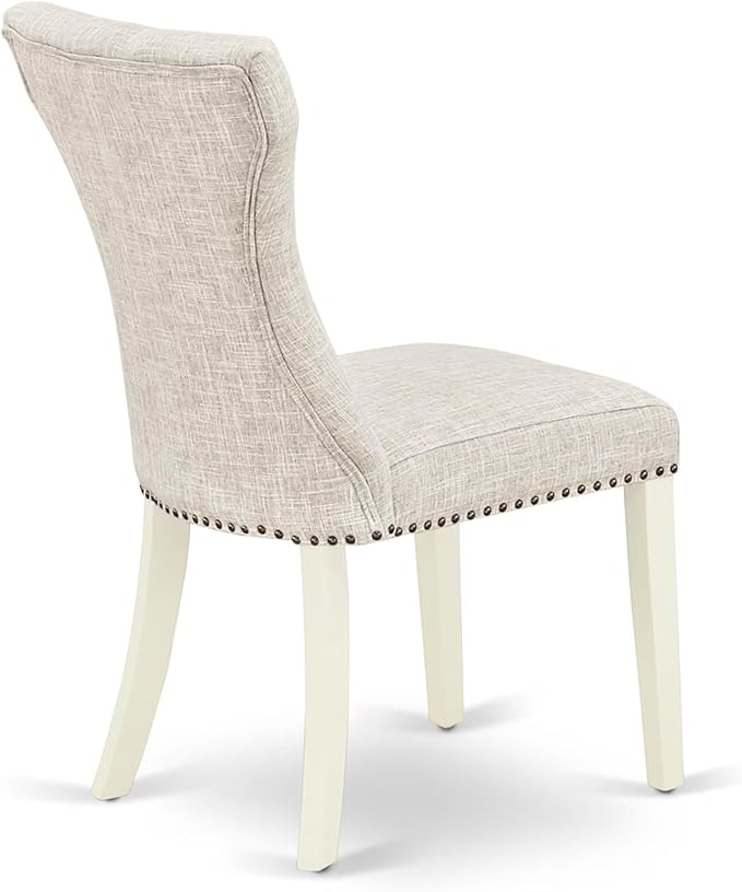 East West Furniture V097GA235-7 7 Piece Kitchen Table & Chairs Set Consist of a Rectangle Dining Room Table with V-Legs and 6 Doeskin Linen Fabric Parson Chairs, 40x72 Inch, Multi-Color