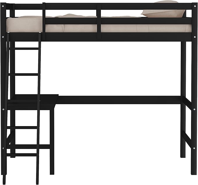 Hillsdale Caspian Youth Solid Wood Twin Loft Bed for Kids Room, Black