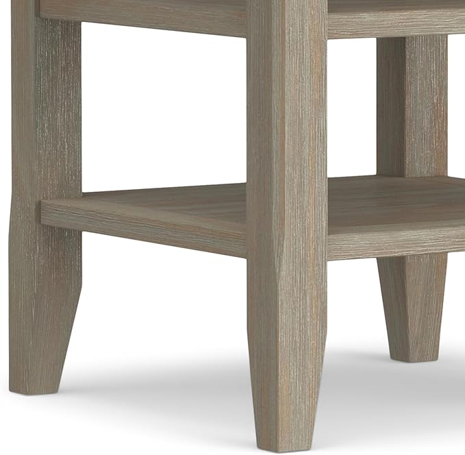 SIMPLIHOME Acadian SOLID WOOD 19 Inch Wide Square Transitional End Table in Distressed Grey, For the Living Room and Bedroom