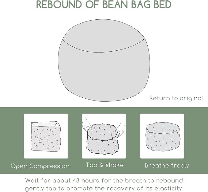 HIGOGOGO Giant Bean Bag Chair Bed for Adults,Convertible Beanbag Folds from Lazy Chair to Floor Mattress Bed,Large Floor Sofa Couch with High-Density Foam Filling, Machine Washable
