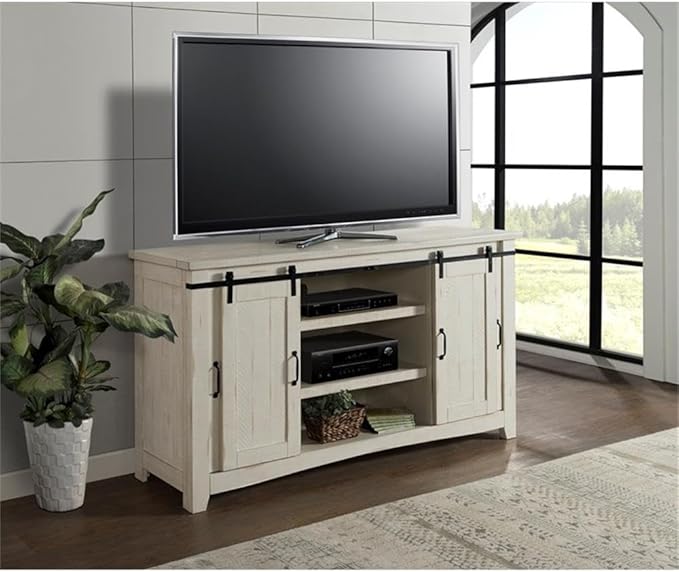 Martin Svensson Home Rustic 65” Solid Wood TV Stand with Storage, All Antique White