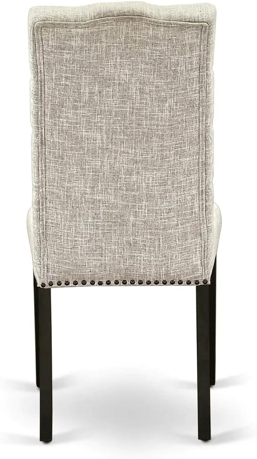 East West Furniture X627EL635-6 6 Piece Dining Table Set Contains a Rectangle Dining Room Table with X-Legs and 4 Doeskin Linen Fabric Parson Chairs with a Bench, 40x72 Inch, Multi-Color