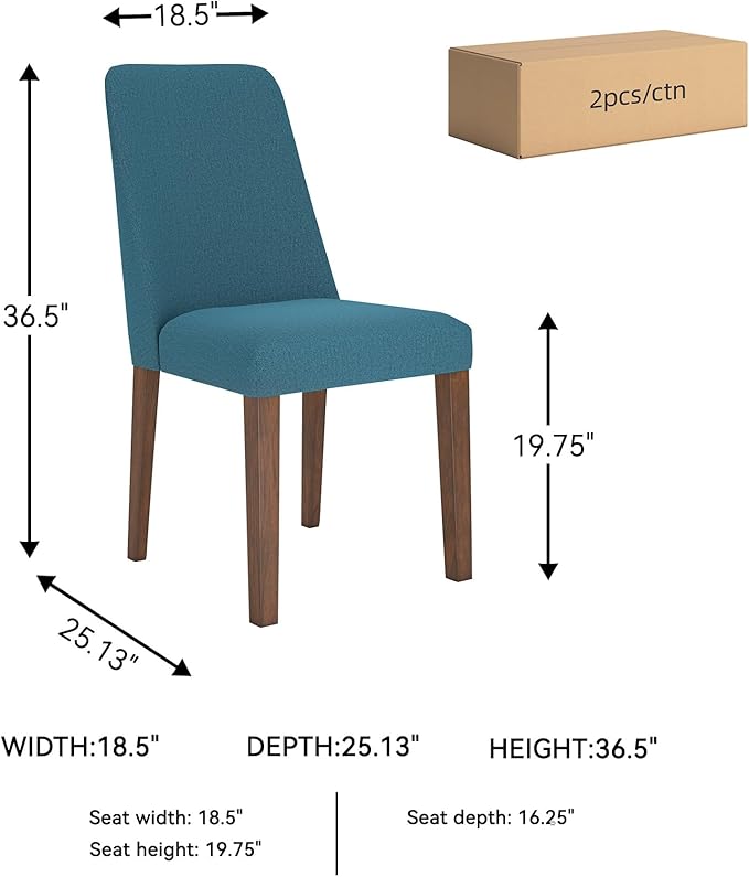 Signature Design by Ashley Lyncott Contemporary Dining Room Upholstered Side Chair with Foam Cushion, 2 Count, Blue & Brown