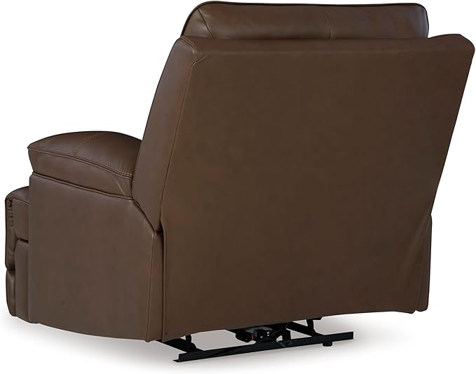 Signature Design by Ashley VonRyan Modern Zero Gravity Leather Match Power Recliner with Adjustable Headrest and USB Ports, Dark Brown