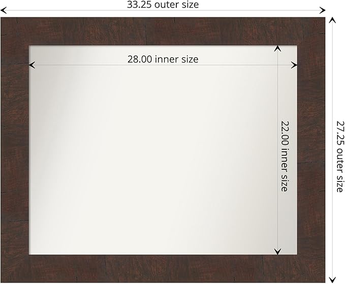 Amanti Art White Bathroom Mirror for Over Sink, 26x32 Wedge White Rectangle Vanity Mirror, Large Modern Frame, Hangs Horizonally and Vertically, Bathroom Wall Decor, Non-Beveled Edge from WI, USA