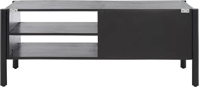 SAFAVIEH Home Collection Errington Black/Gold Accents Solid Wood 2-Shelf Media Stand