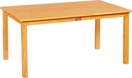 ECR4Kids 30in x 48in Rectangular Hardwood Table with 22in Legs, Kids Furniture, Honey