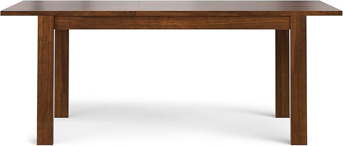 SIMPLIHOME Wilson Extendable Dining Table, Solid Wood Walnut Veneer, 60-76 x 36 inches, Transitional-Style Rectangular Expandable Kitchen Table for up to 6+ People
