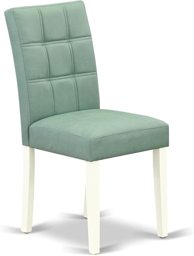 East West Furniture DOAS5-LWH-43 5 Piece Mid Century Modern Dining Set Includes A Wooden Table and 4 Willow Green Polyester Fabric Parsons Chairs, Linen White