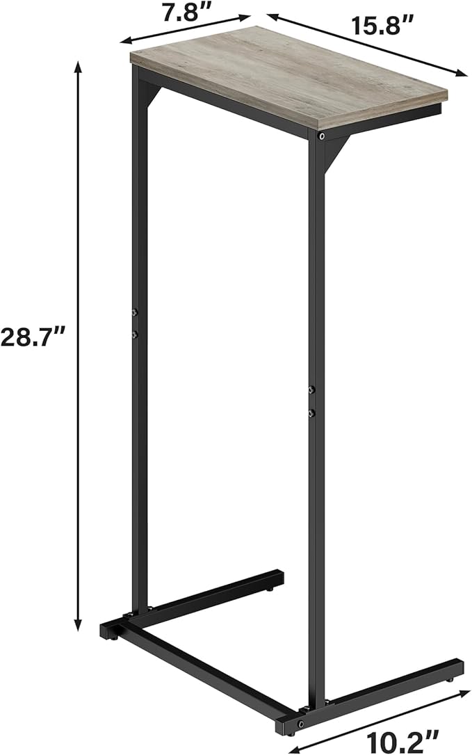 TUTOTAK C Shaped End Table, Small Side Table, 28.7 inch Tall Couch Table, Sofa Table, Living Room, Bed Room, Greige TB01BG071