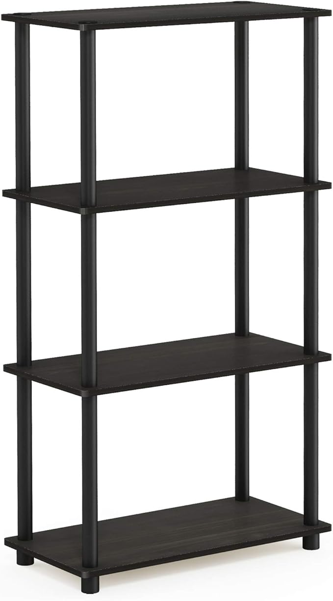 Furinno (99557EX/BK) Turn-N-Tube 4-Tier Multipurpose Shelf Display Rack - Espresso/Black