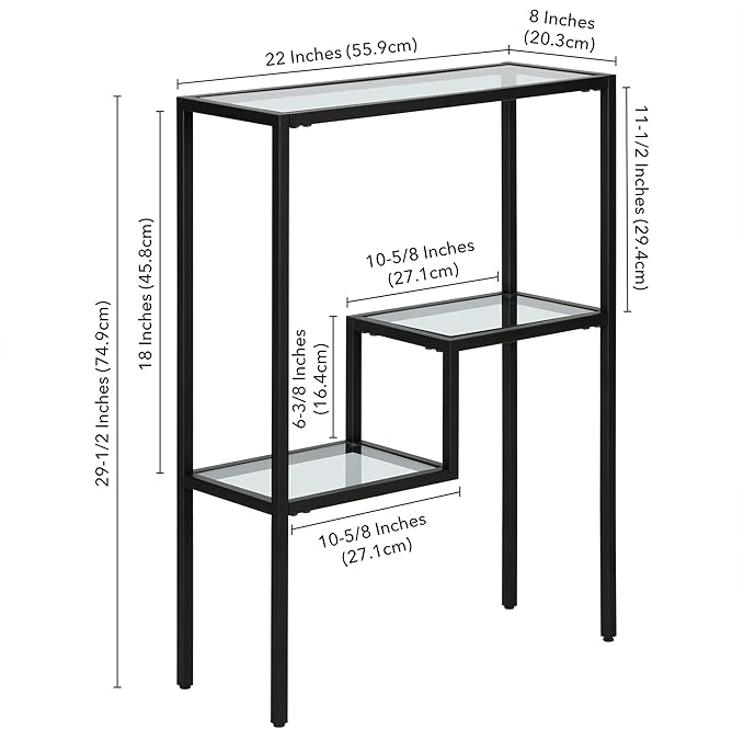 Henn&Hart 22" Wide Rectangular Console Table in Blackened Bronze, Entryway Table, Accent Table for Living Room, Hallway