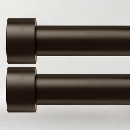 2 Pack Curtain Rods for Windows 48 to 84 Inch(4-7ft), 1 Inch Bronze Adjustable Heavy Duty Long Curtain Rod Set, Modern Style Outdoor Drapery Rods for Patio Bedroom, Size 32"- 90"