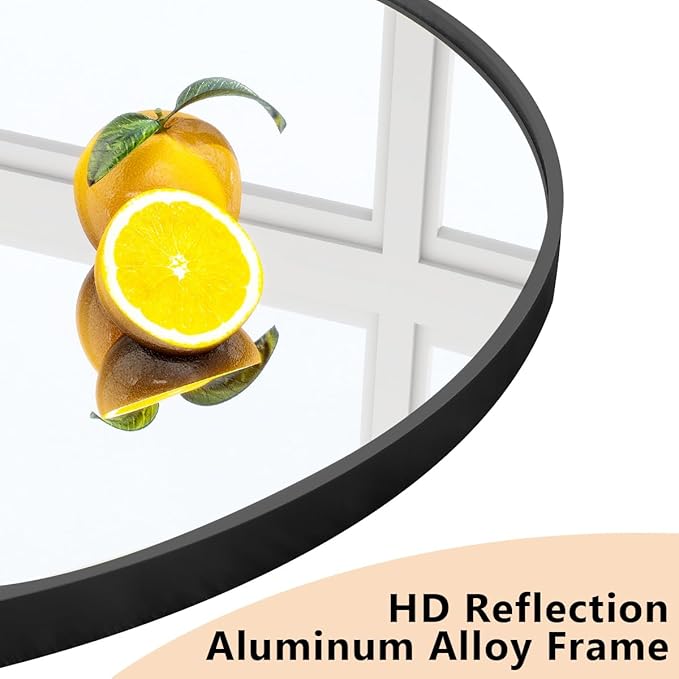 Arched Bathroom Mirror 32" x 34" for Bathroom Vanity Mirror or Wall Decor Black Arch Mirror Aluminum Alloy Frame Wall Mounted Mirror for Living Room Bedroom Entryway
