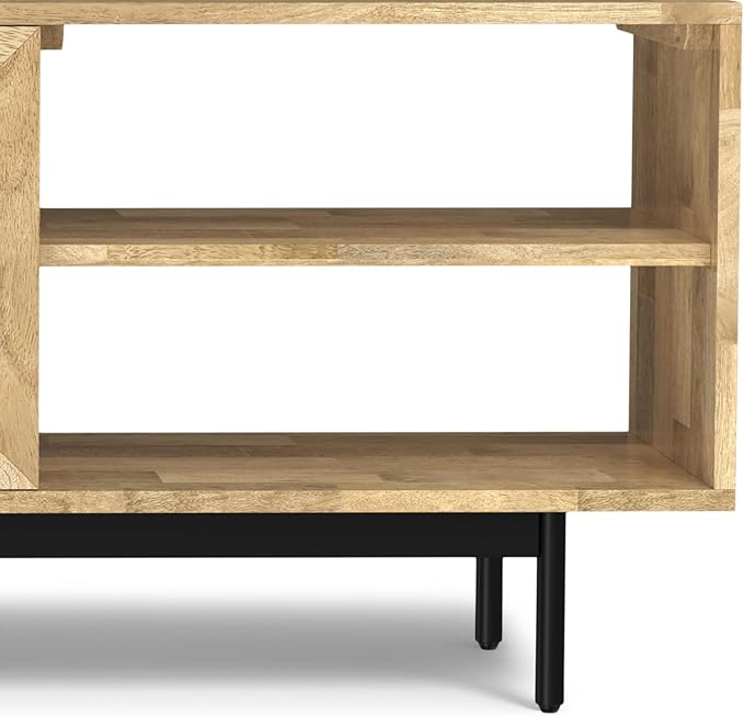 SIMPLIHOME Reeves SOLID MANGO WOOD 60 inch Wide TV Media Stand in Natural For TVs up to 65 inches for the Living Room and Entertainment Center