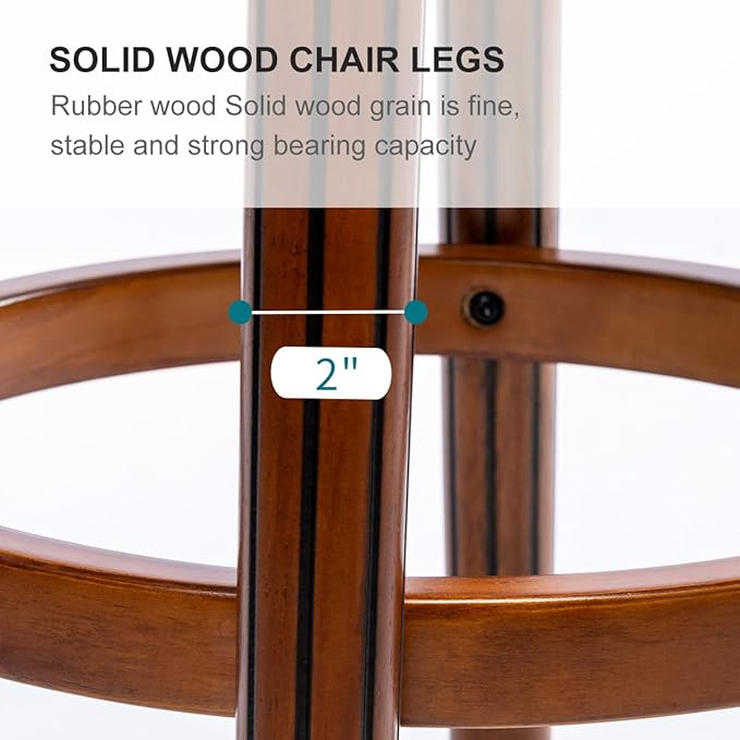 Cow top Leather Wooden Set of 2 Bar Stools, 29.5" Bar Height Bar Chair with Back, 180 Degrees Swivel Barstools Chair for Home Kitchen Counter,Dining Room, Restaurant,Study and Pub