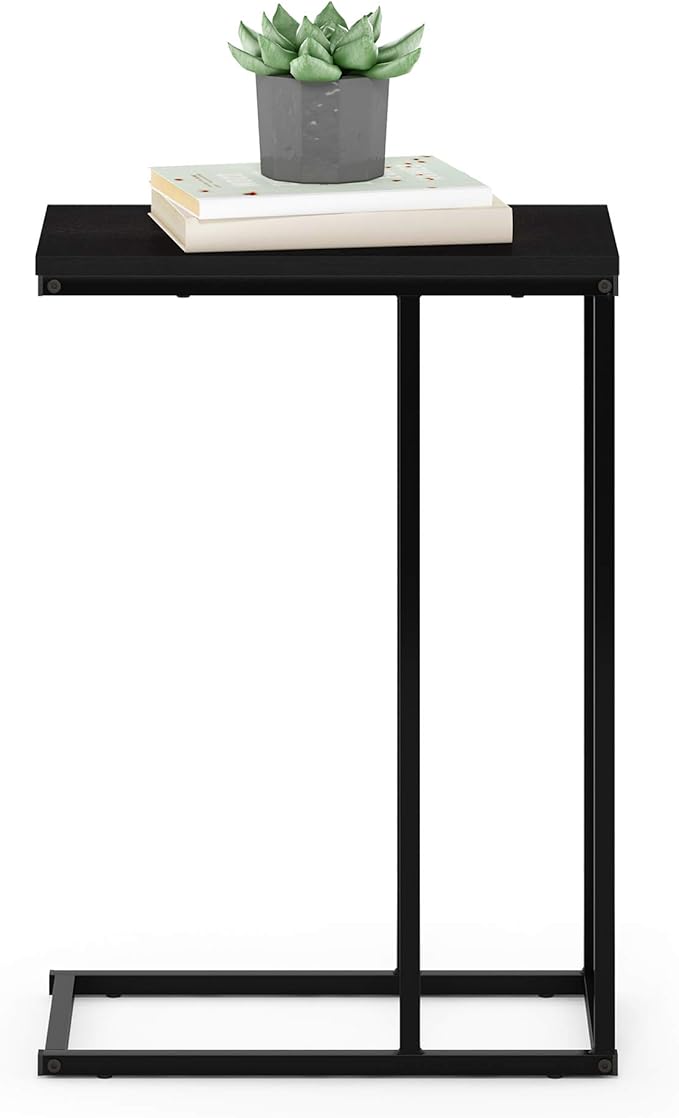 Furinno Camnus Modern Living C Shaped Sofa Side Table, 9.8 in x 17.9 in x 25 in, Americano