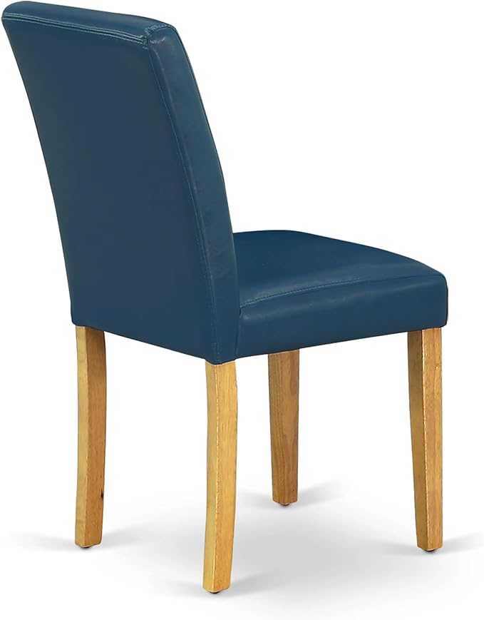 East West Furniture VAAB5-OAK-55 5 Piece Dining Table Set Includes an Oval Dining Room Table with Butterfly Leaf and 4 Oasis Blue Faux Leather Parsons Chairs, 40x76 Inch, Oak