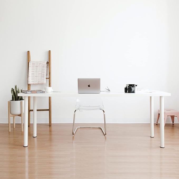 Kaboon 45.67"x23.62" White Table Top, Solid One-Piece Desktop, Reversible Melamine Countertop, Double Desks, L-Desk DIY