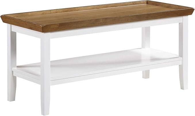 Convenience Concepts Ledgewood Coffee Table 42" - Modern Center Room Accent with Storage Shelf for Transitional, Traditional Living & Family Room, Driftwood/White