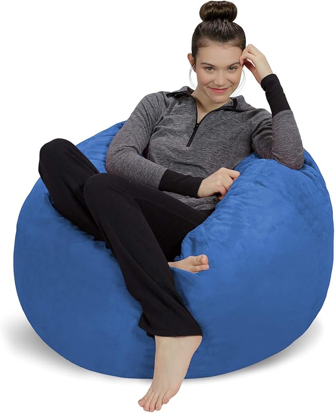 Sofa Sack Bean Bag Chair - Plush, Ultra Soft - Memory Foam Bean Bag Chair with Microsuede Cover - Stuffed Foam Filled Furniture and Accessories for Dorm Room 3 Feet - Royal Blue