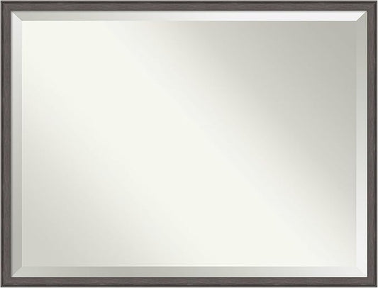 Amanti Art Silver Bathroom Mirror for Over Sink, 32x42 Florence Pewter Rectangle Vanity Mirror, X-Large Casual Frame, Hangs Horizonally and Vertically, Bathroom Wall Decor, Beveled Edge from WI, USA