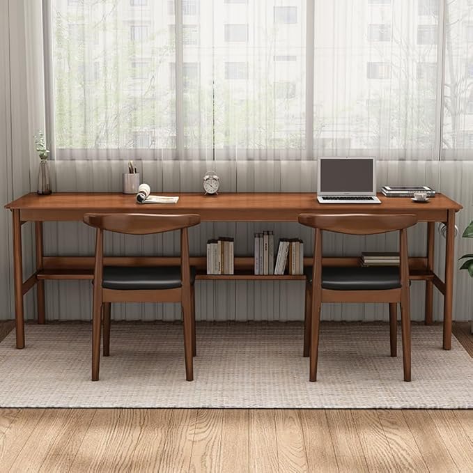 Solid Wood Dining Chair, Mid Century Dining Chair, Upholstered PU Leather Chair with Wide Curved Backrest, Chair for Dining Room, Kitchen, Walnut Finish