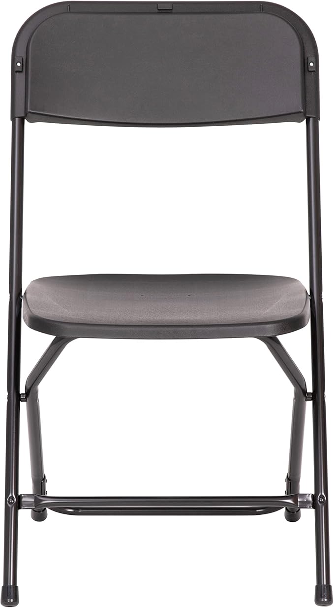 Flash Furniture Hercules Series Big & Tall Stackable Plastic Folding Chairs, Extra Wide Commercial Event Seats, Set of 4, Black