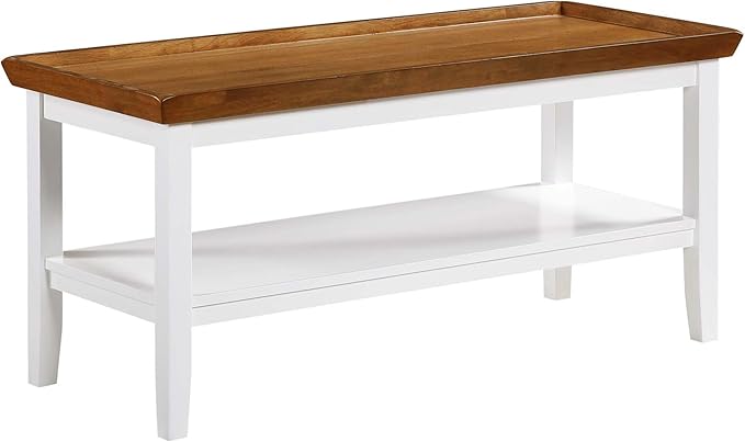 Convenience Concepts Ledgewood Coffee Table 42" - Modern Center Room Accent with Storage Shelf for Transitional, Traditional Living & Family Room, Driftwood/White