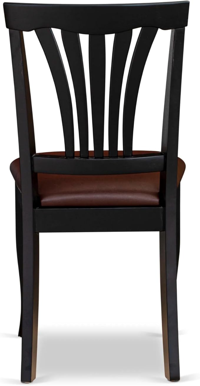 East West Furniture ANAV5-BLK-LC 5 Piece Dinette Set for 4 Includes a Round Kitchen Table with Pedestal and 4 Faux Leather Dining Room Chairs, 36x36 Inch, Black & Cherry