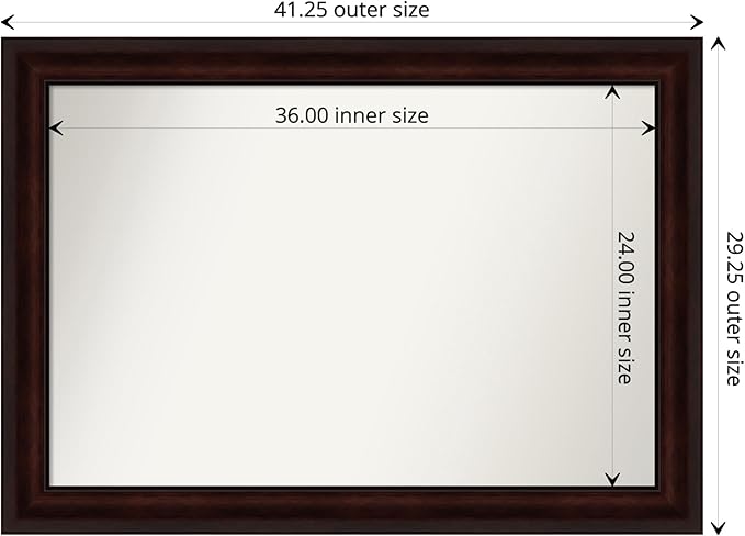 Amanti Art Silver Bathroom Mirror for Over Sink, 28x40 Classic Honey Silver Rectangle Vanity Mirror, Large Casual Frame, Hangs Horizonally and Vertically, Bathroom Wall Decor, Non-Beveled Edge