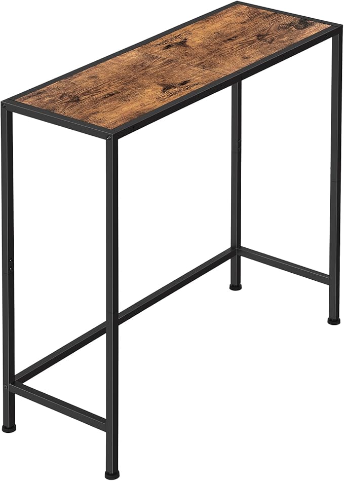 Small Entryway Console Table - Industrial Narrow Behind Couch Sofa Table, Skinny Entrance for Hallway, Wood Thin for Living Room, Foyer, Corridor (Brown)