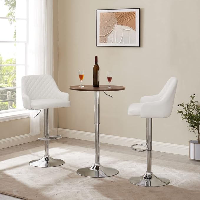 VECELO Adjustable Bar Stools Set of 4 with Back, Bar Height for Kitchen Counter