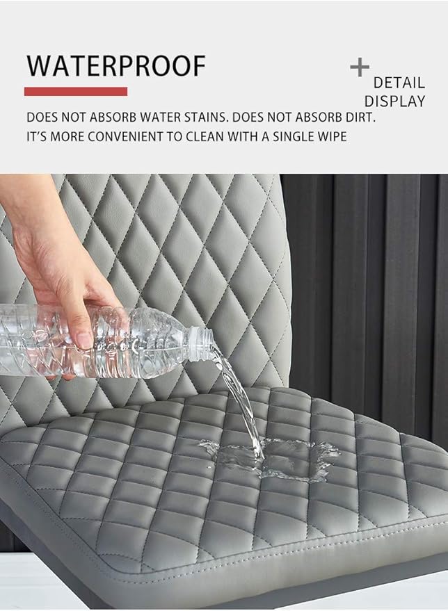 JT Modern Minimalist Dining Chair Fireproof Leather Sprayed Metal Pipe Diamond Grid Pattern Restaurant Home Conference Chair Set of 4 Or 6 (4, White)