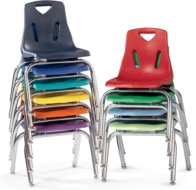 Jonti-Craft Berries 8140JC1112 Stacking Chair with Chrome-Plated Legs, 10" Height, Navy