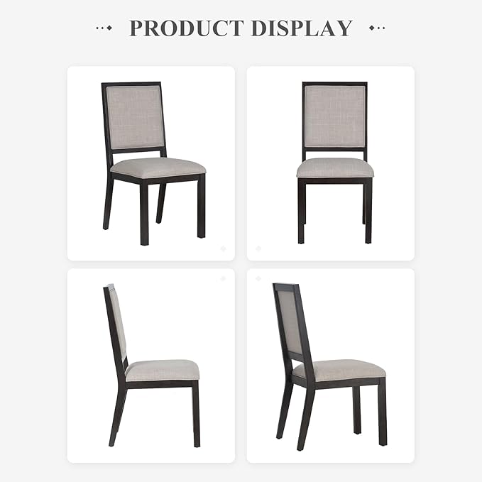 COLAMY Upholstered Dining Chairs Set of 4, Mid Century Modern Dining Room Chairs, 19 Inch Kitchen Chairs with Back for Dining Room Restaurant, Brown