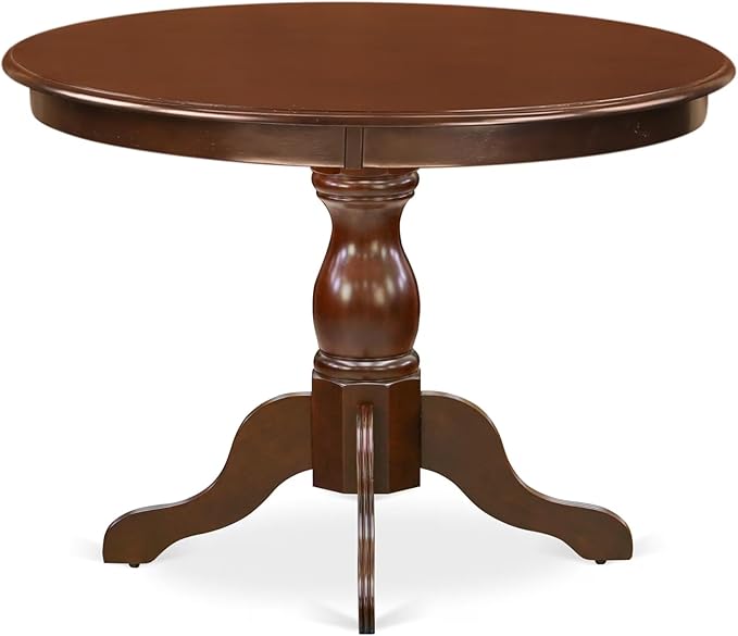 East West Furniture HBDU3-MAH-W 3 Piece Dining Room Table Set Contains a Round Kitchen Table with Pedestal and 2 Dining Chairs, 42x42 Inch, Mahogany