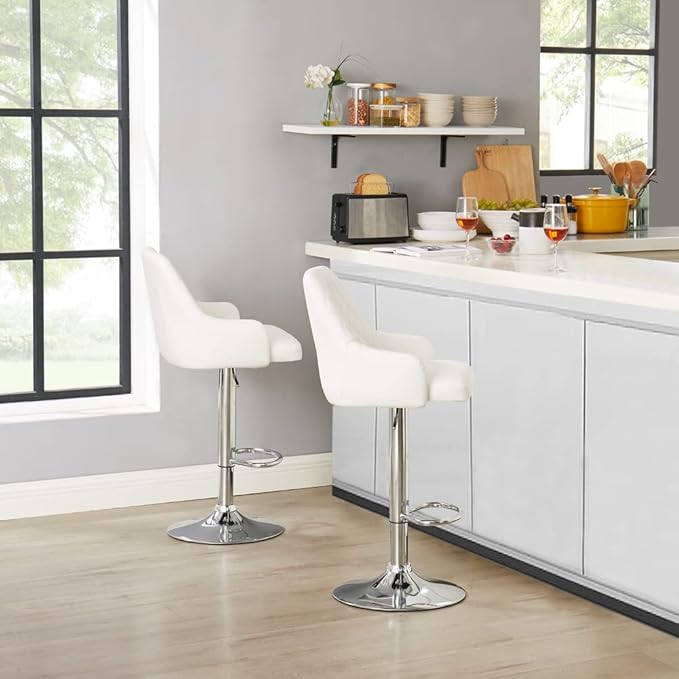 VECELO Adjustable Bar Stools Set of 4 with Back, Bar Height for Kitchen Counter