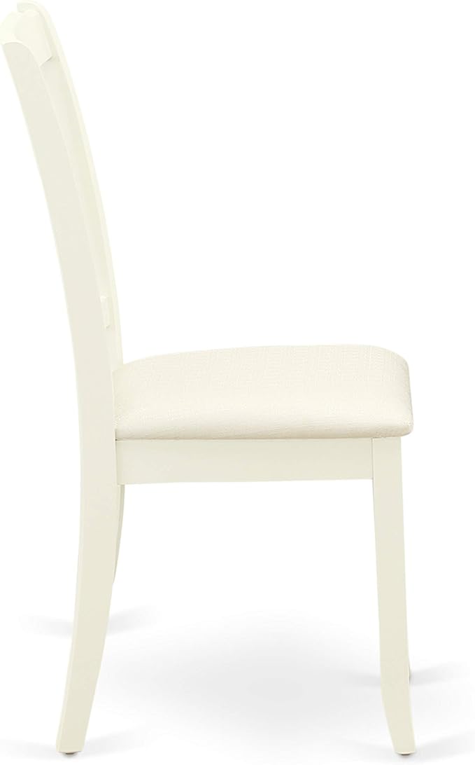East West Furniture LGDA5-LWH-C 5 Piece Dining Room Table Set Includes a Rectangle Kitchen Table with Butterfly Leaf and 4 Linen Fabric Upholstered Dining Chairs, 42x84 Inch, Linen White