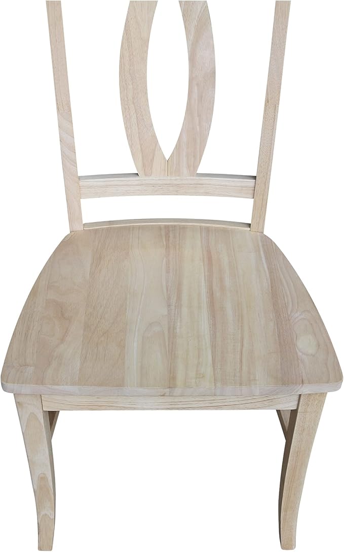 IC INTERNATIONAL CONCEPTS Set of Two Verona Dining Chairs 225lbs wt Capacity, Solid Real Wood, Sturdy Parawood, 21.3"W x 22.6"D x 39.6"H, Unfinished