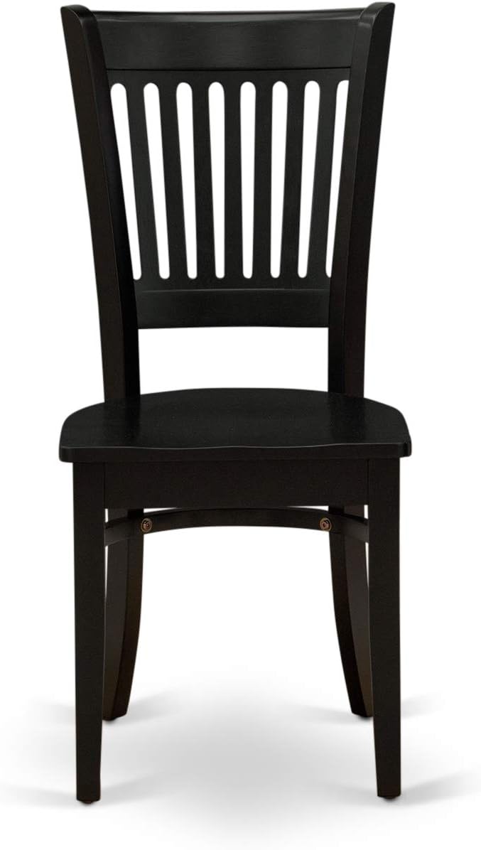East West Furniture DLVA5-BLK-W 5 Piece Dining Set Includes a Round Dining Room Table with Dropleaf and 4 Kitchen Chairs, 42x42 Inch, Black