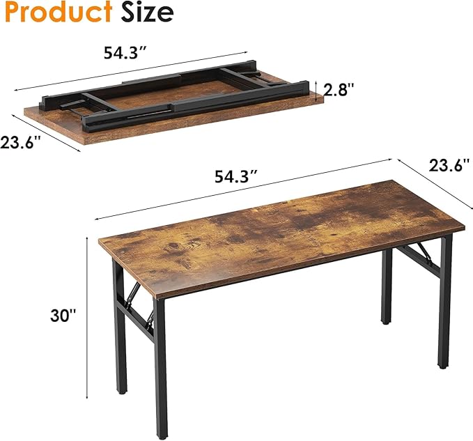 Need Office Computer Desk - 54.3L Sturdy and Heavy Duty Folding Laptop Table,Writing Table/Home Office Desk/Sewing Table,No Assembly Required (Rertro Color) AC5FB138