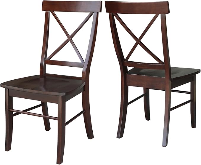 International Concepts X- Back Chair, with Solid Wood Seat, Java