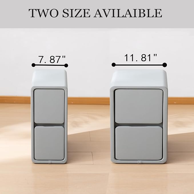 Narrow Nightstand, Solid Wood Night Stand for Small Spaces, Couch, Gray Color 11.81 in Wide