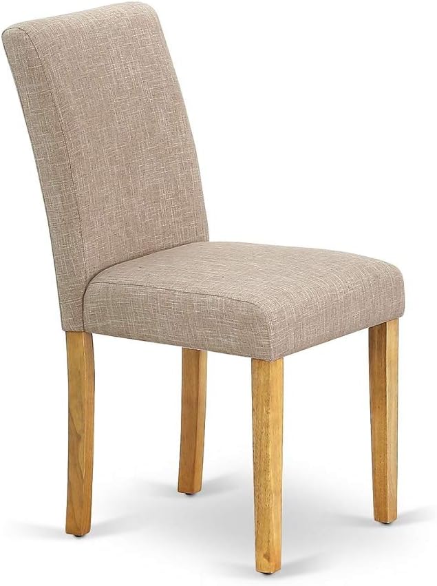 East West Furniture CAAB5-OAK-04 5 Piece Dining Table Set for 4 Includes a Rectangle Kitchen Table and 4 Light Tan Linen Fabric Parson Dining Chairs, 36x60 Inch, Oak