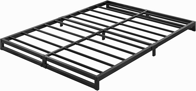 4 Inch California King Bed Frames No Box Spring Needed Heavy Duty Metal Cal King Platform for Mattress Foundation, Noise Free, Easy Assembly, Black
