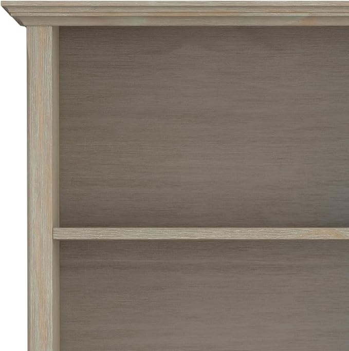 SIMPLIHOME Amherst Bookcase - 70 inch Tall 5-Shelf Solid Wood Bookshelf in Distressed Grey, Transitional Storage for Living Room, Study Room or Office with Adjustable Shelves and Tapered Legs